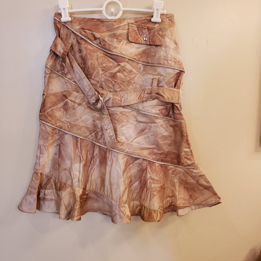 Alberto Makali Gold Tone Zipper Embellished Skirt